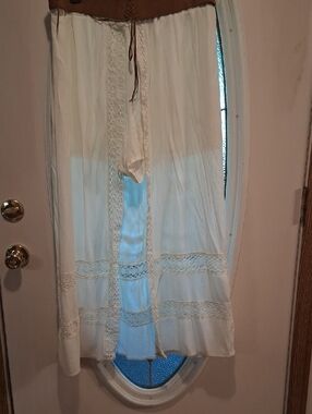 Boho Lace Panel Maxi Skirt/Skort in Cream and Tan